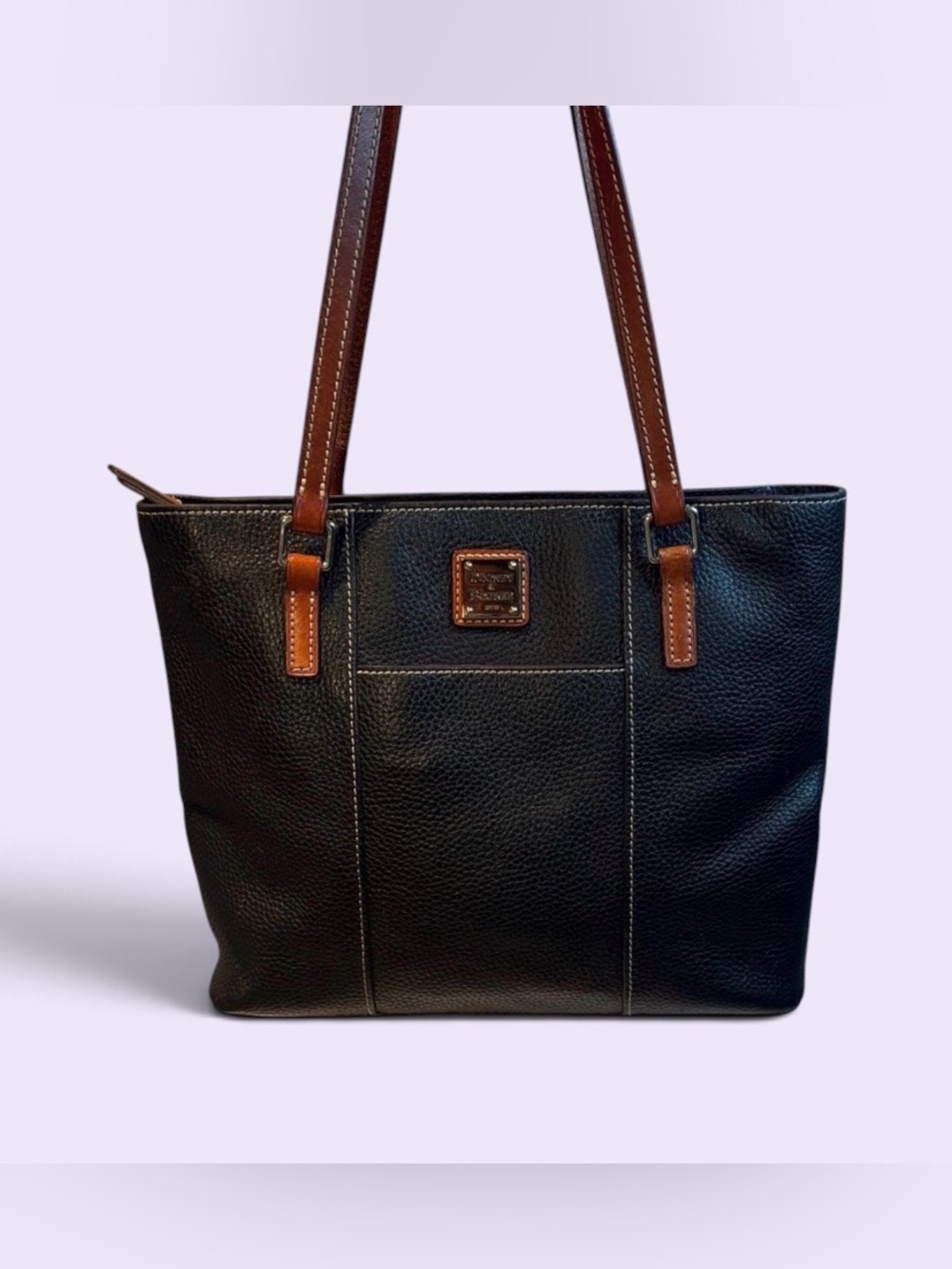 Dooney & Bourke Black Tote with Brown Handles